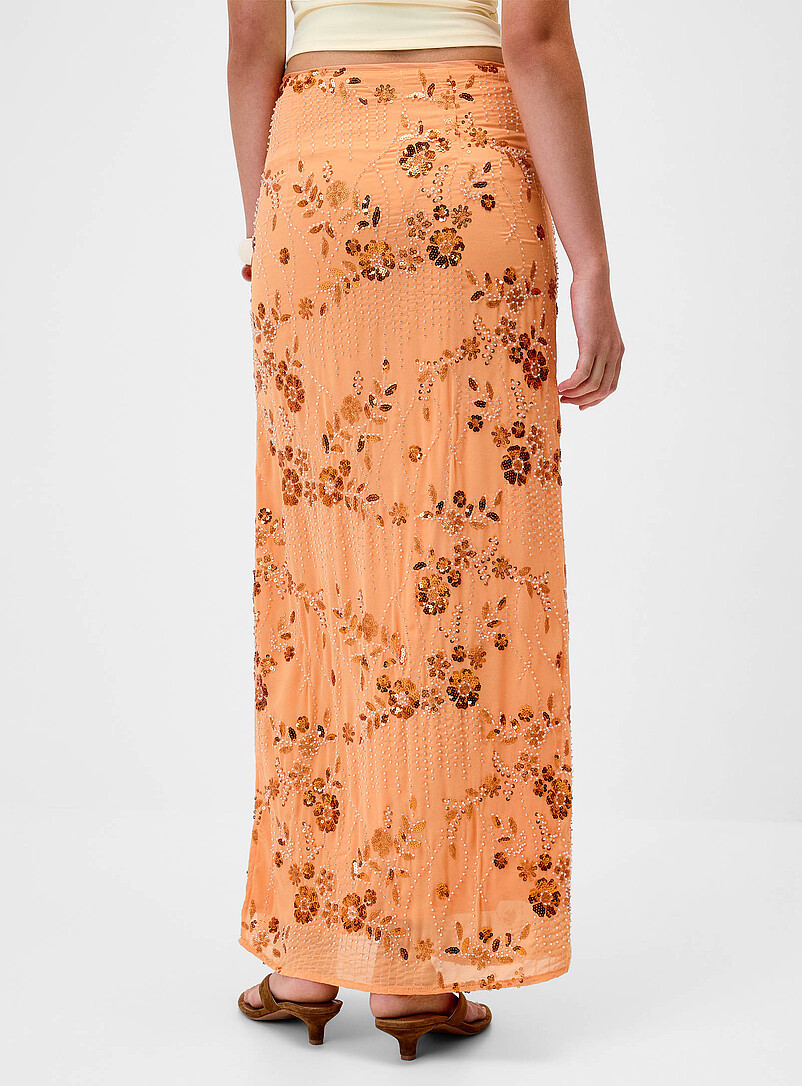 Orange floral sequin maxi skirt product image 3