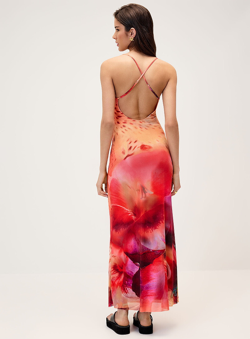 Tropical flowers mesh maxi dress product image 3