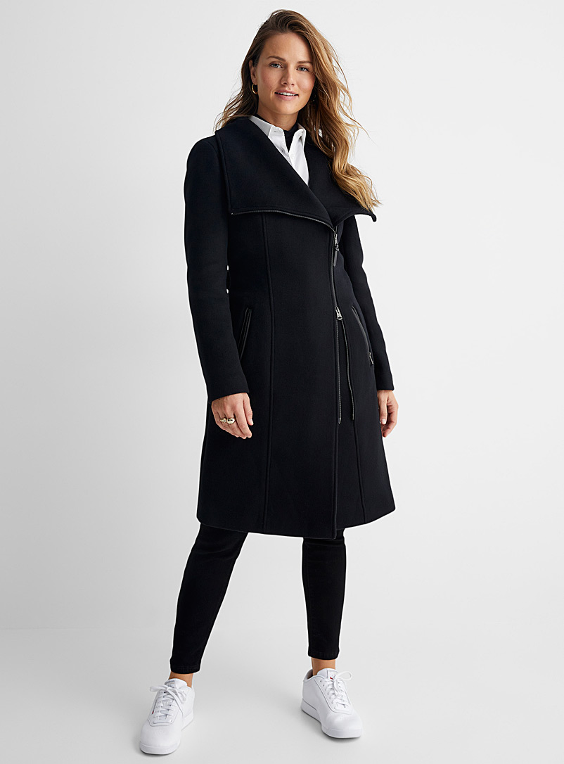 manteau laine noir femme