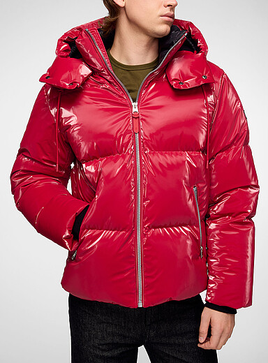 Mackage Burgundy KENT-GLO ultra-glossy puffer jacket for men