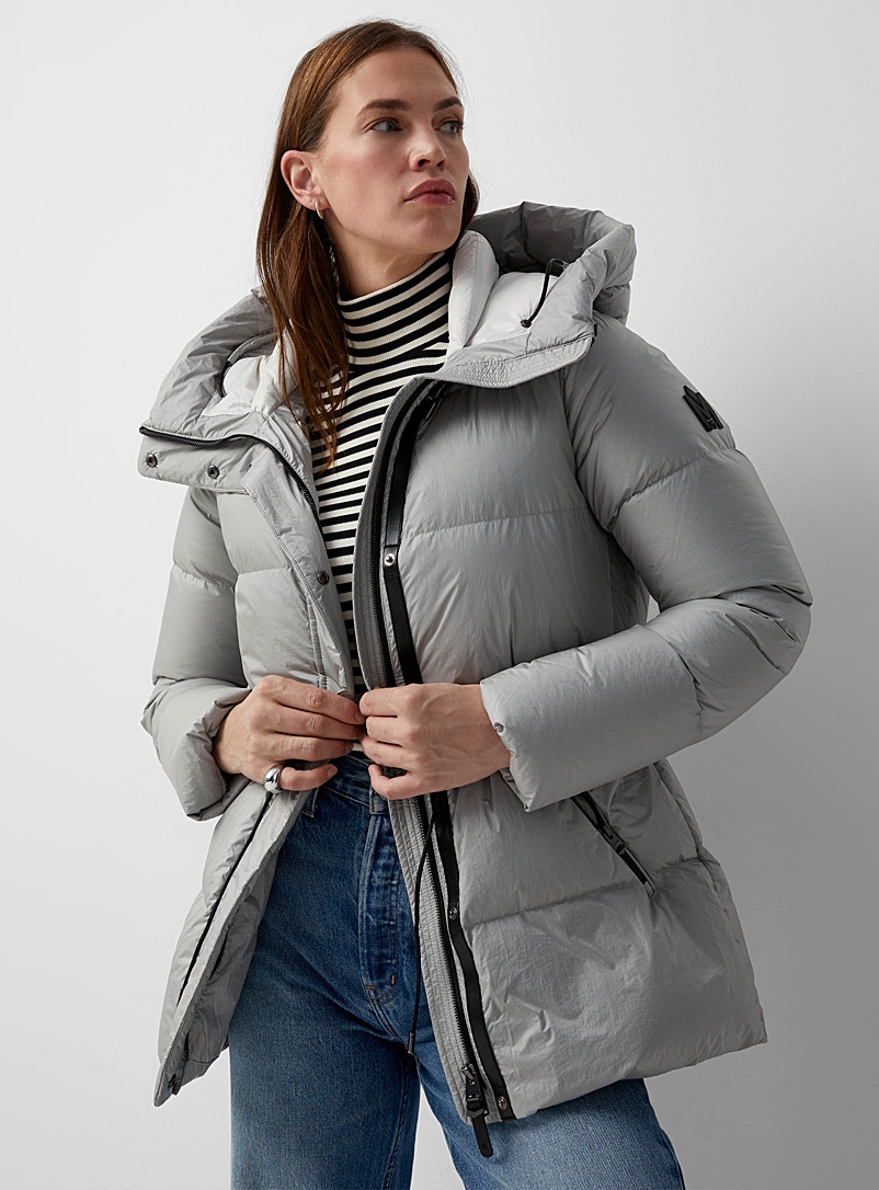 Mackage Light Grey Freya drawcord waist puffer jacket for women