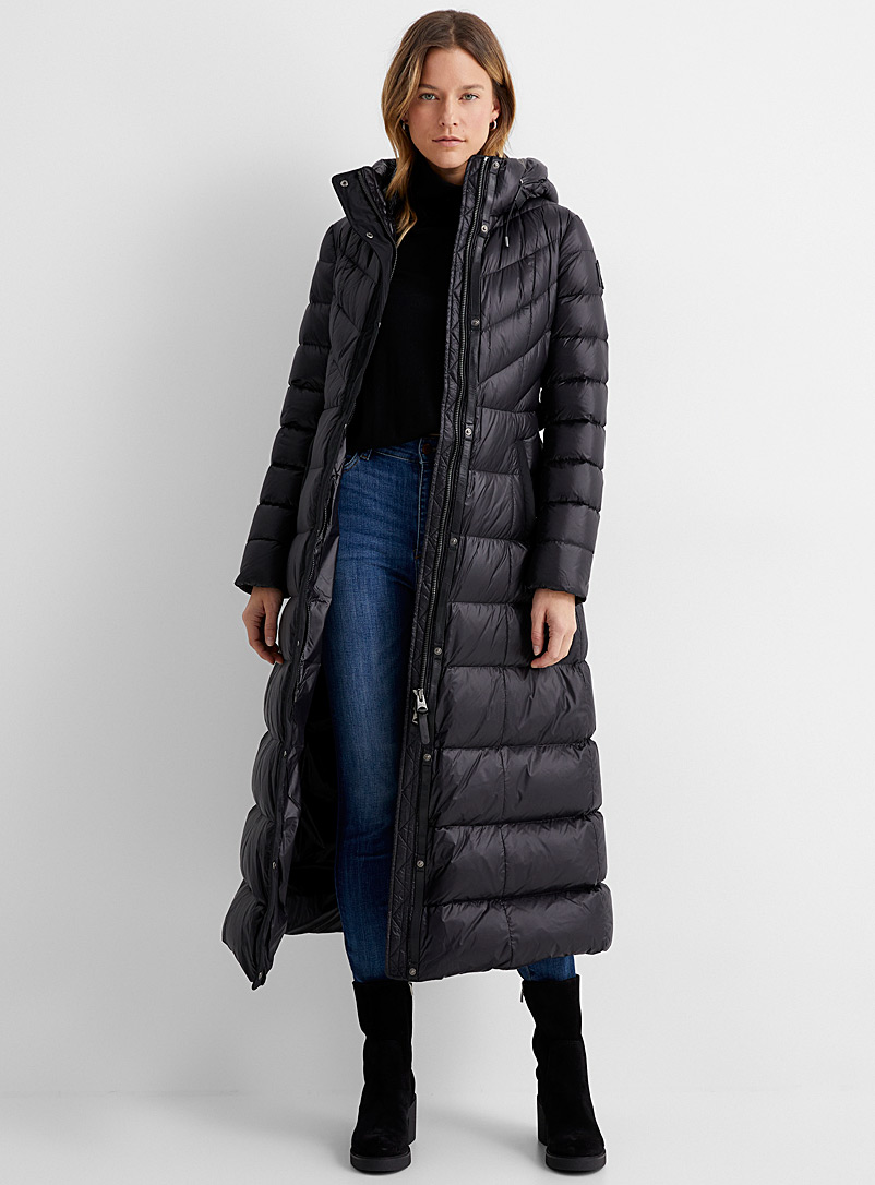 Mackage Black Calina belted maxi puffer jacket for women