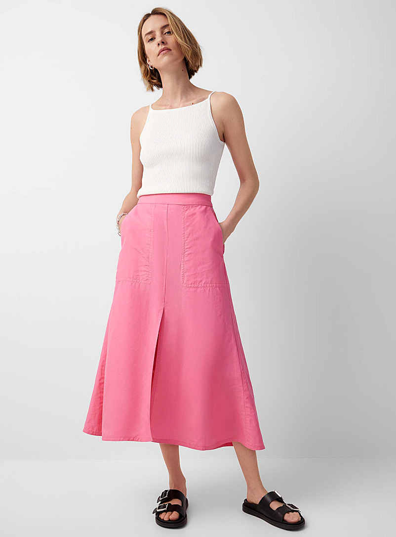 Closed Pink Hot pink trapeze maxi skirt for women