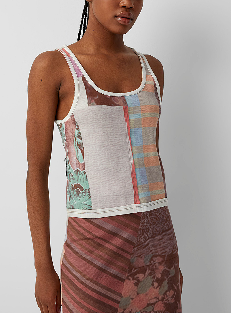Eckhaus Latta: La camisole coutures retournées patchwork Assorti pour femme