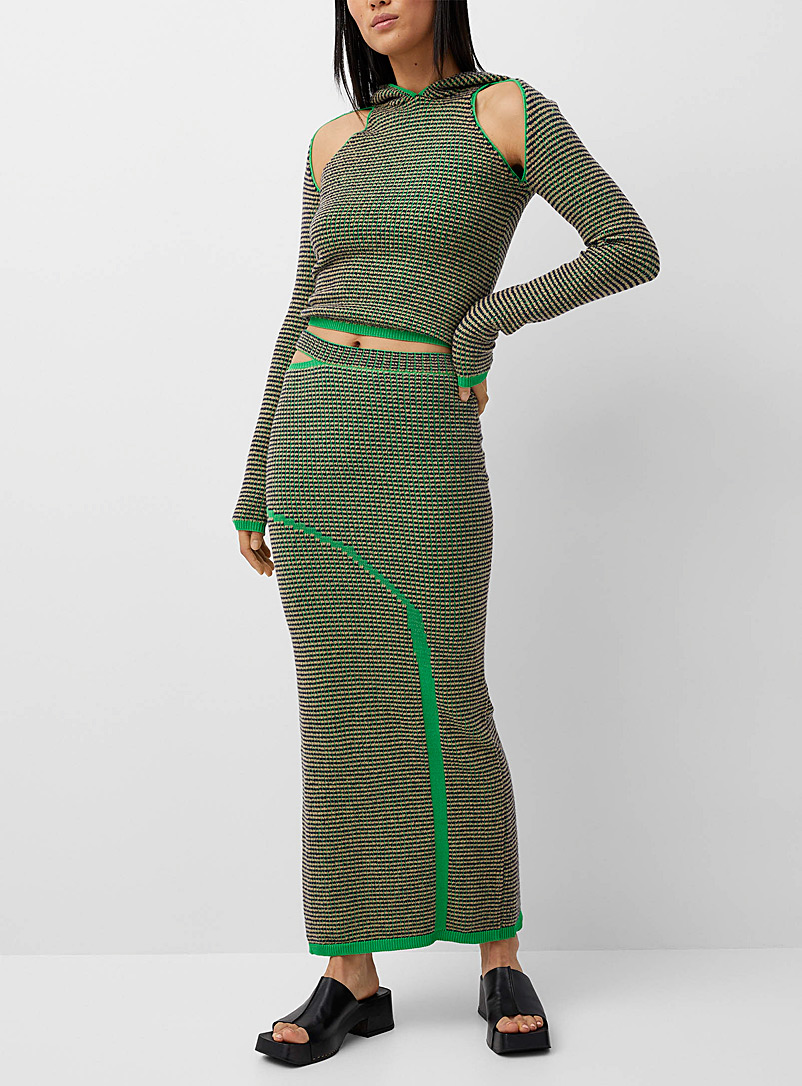 Eckhaus Latta: La jupe en tricot Pixel Vert pour femme