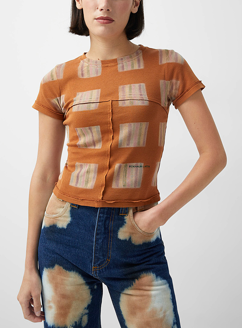 Eckhaus Latta: Le t-shirt court coutures retournées Orange pour femme
