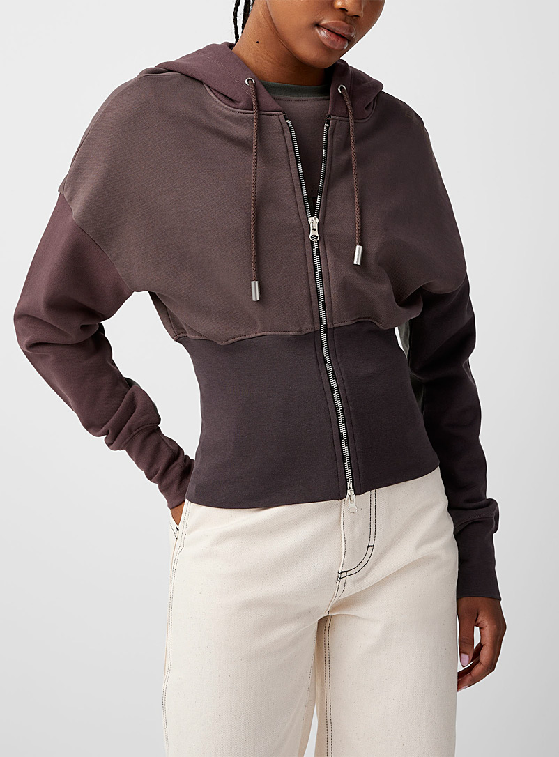 Eckhaus Latta Dark Brown Cinched waist zippered sweatshirt for women