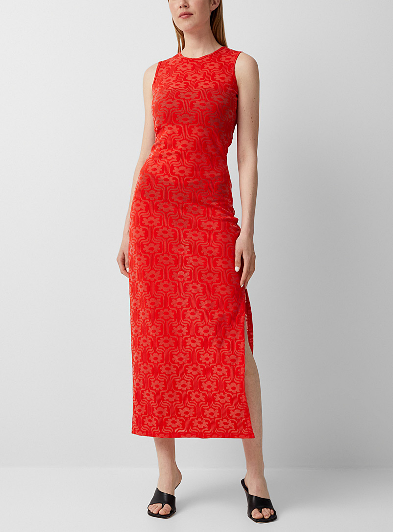 Eckhaus Latta Red Sheer pattern dress for women