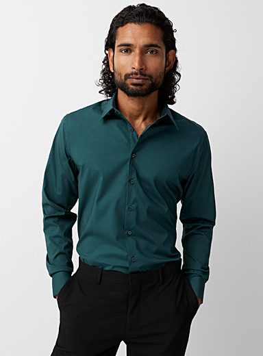 Stretch monochrome shirt Modern fit | Le 31 | Shop Men's Solid Shirts ...