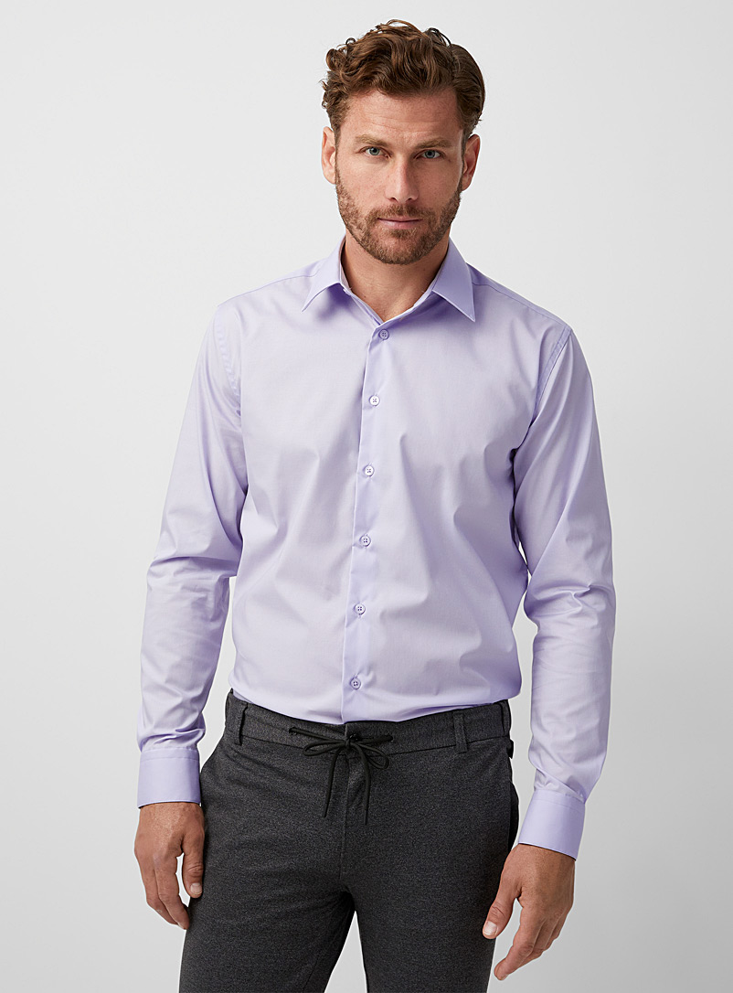 Le 31 Lilacs Stretch monochrome shirt Modern fit for men