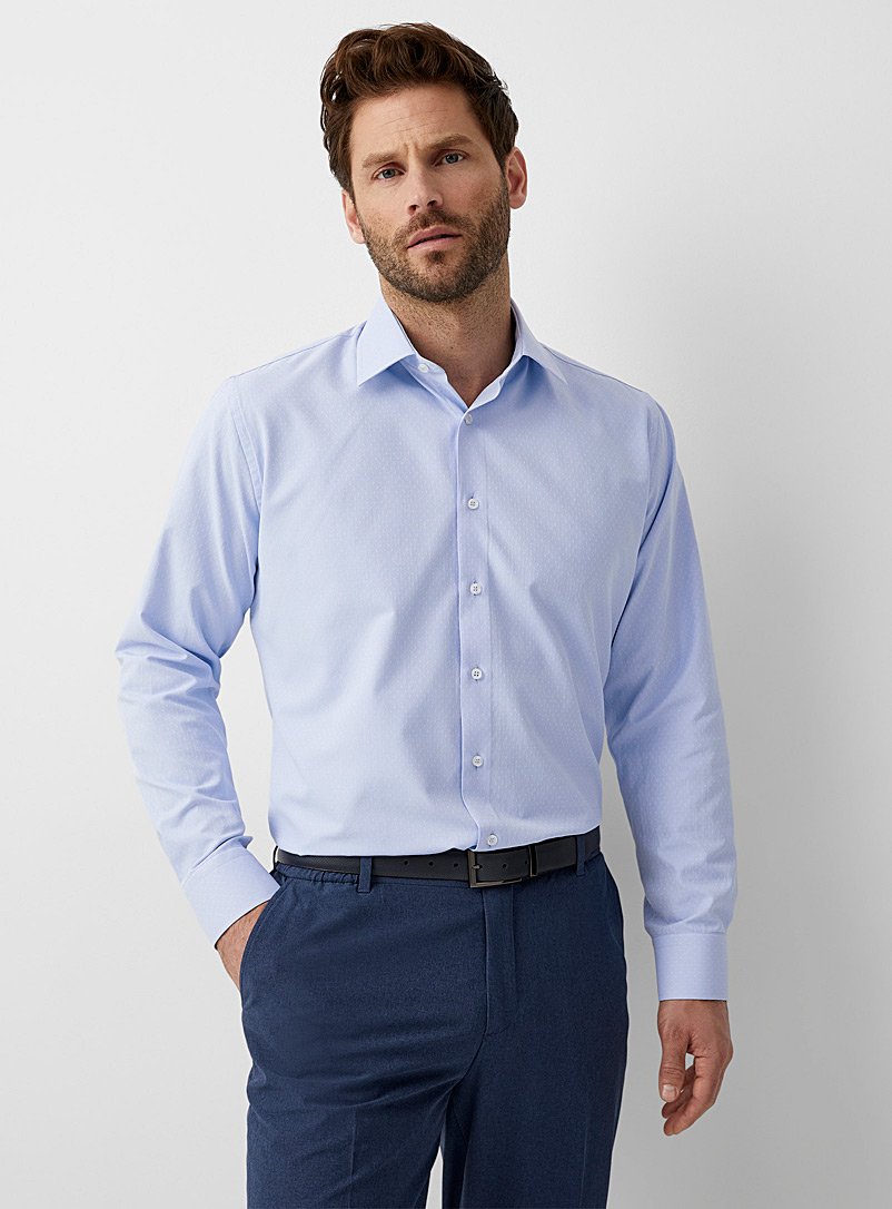 Le 31 Baby Blue Geometric jacquard shirt Modern fit <b>Innovation collection</b> for men