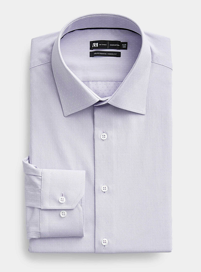 Le 31 Purple Geometric jacquard shirt Modern fit Innovation collection for men