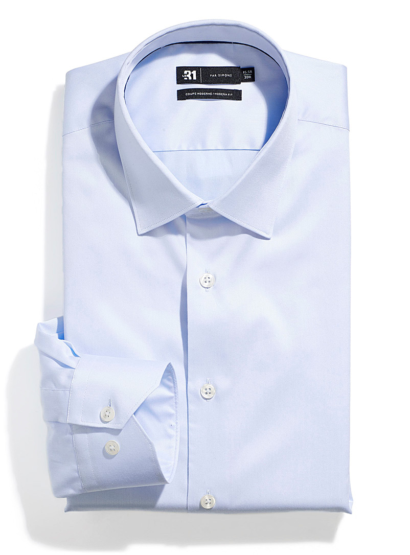 Le 31: La chemise coton satiné facile d'entretien Coupe moderne Bleu pâle-bleu poudre pour homme