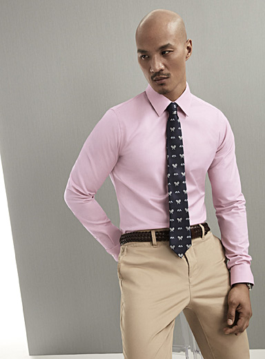 Men's Imitation Silk Formal Shirt Summer Micro-Elastic Slim-Fitting Shirt  Suit