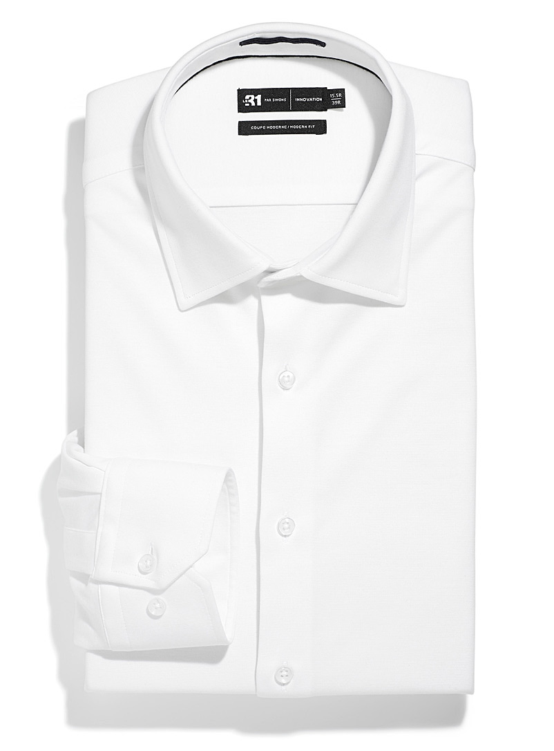 Le 31: La chemise tricot blanche Coupe moderne <b>Collection Innovation</b> Blanc pour homme
