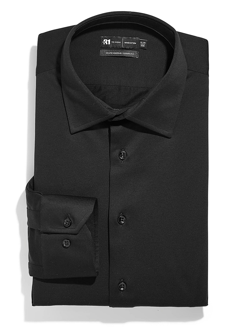 Le 31 Black Knit shirt Modern fit <b>Innovation collection</b> for men