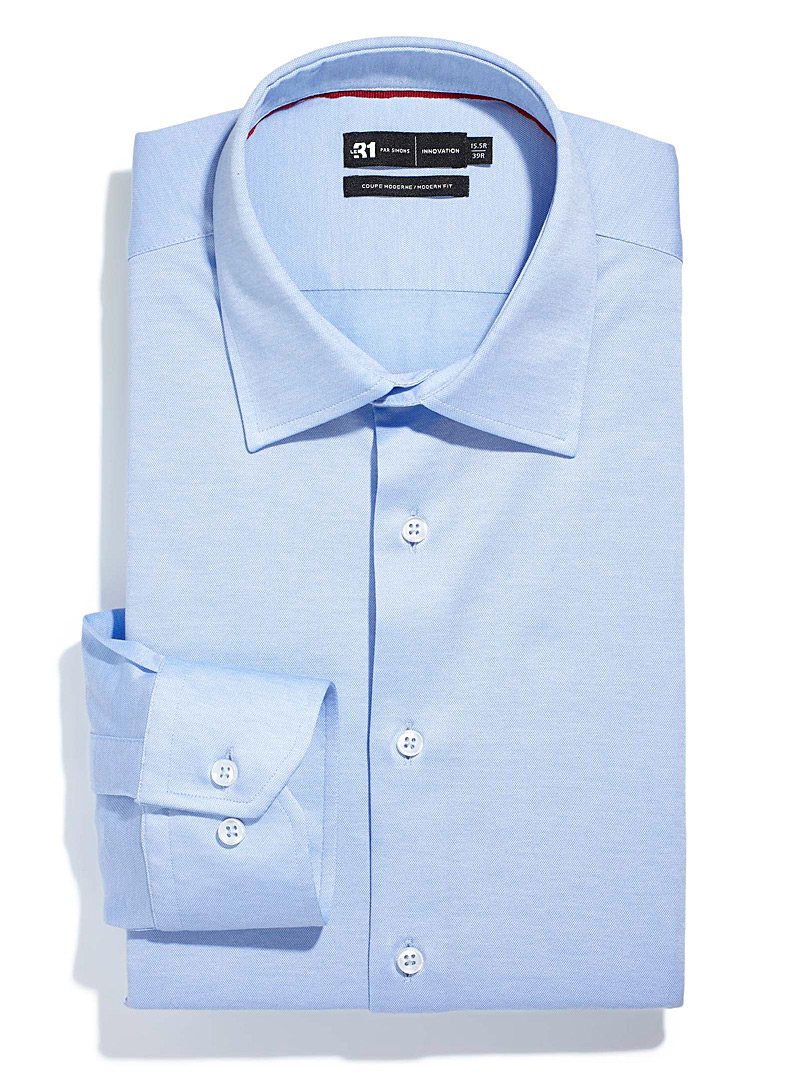 Le 31: La chemise tricot Coupe moderne <b>Collection Innovation</b> Bleu pâle-bleu poudre pour homme