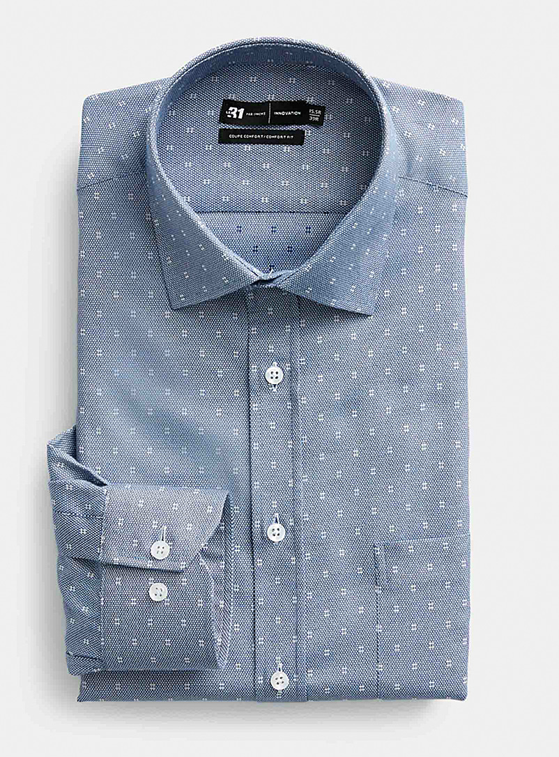Le 31: La chemise jacquard moderne Coupe confort Collection Innovation Bleu pâle-bleu poudre pour homme