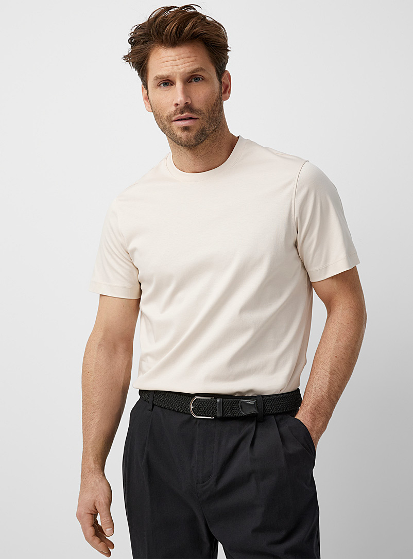Le 31 Cream Beige SUPIMA® cotton T-shirt for men