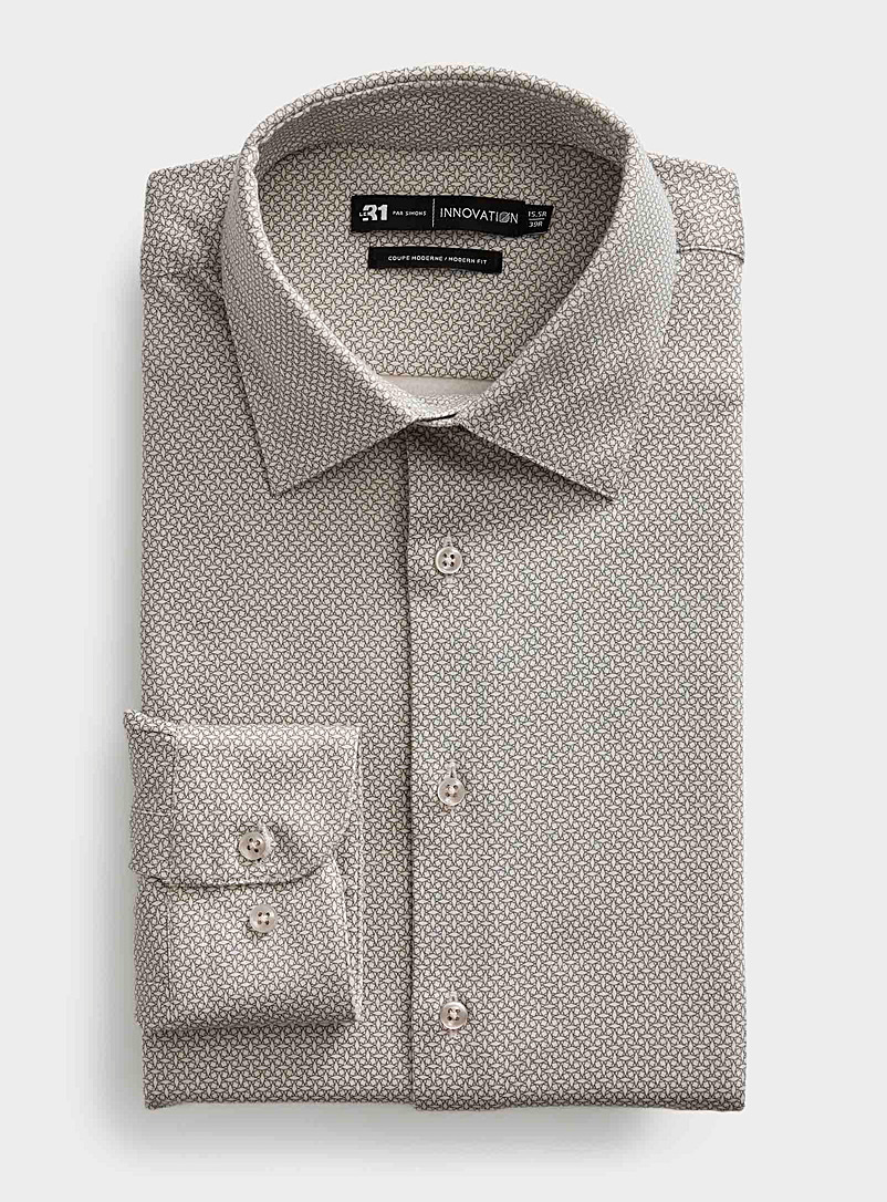 Le 31: La chemise tricot mosaïque optique Coupe moderne <b>Collection Innovation</b> Vert pour homme
