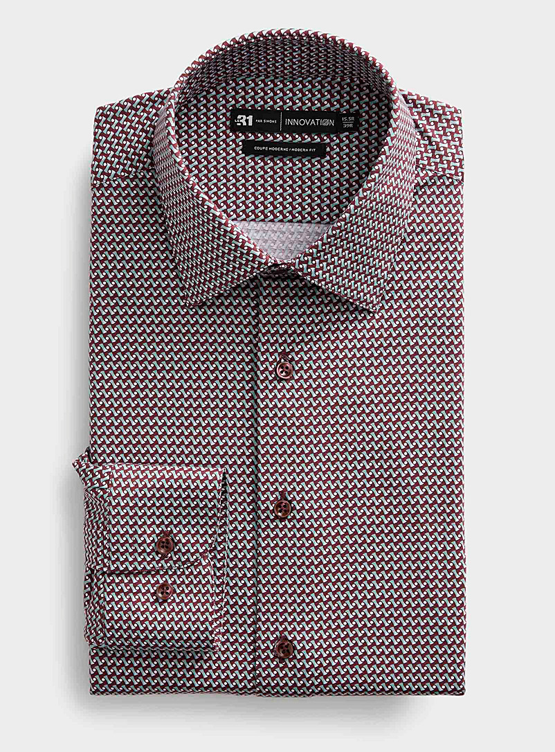 Le 31 Red Optical mosaic knit shirt Modern fit <b>Innovation collection</b> for men