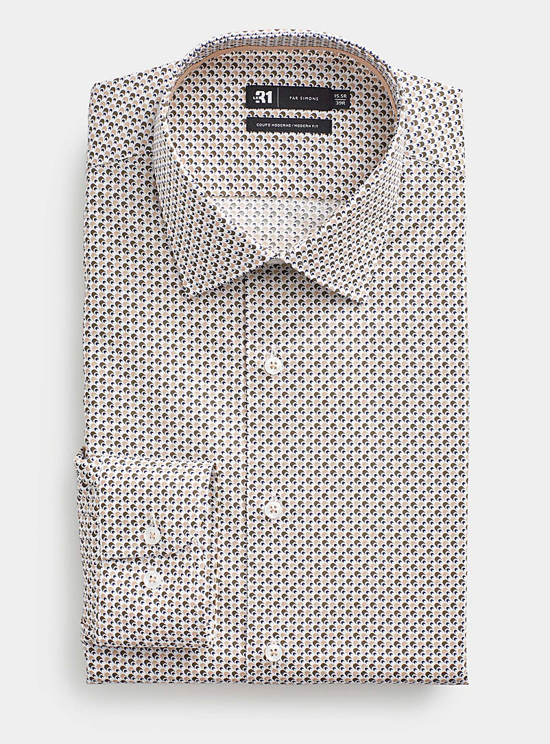 Le 31 Patterned Black Geo scale shirt Modern fit for men