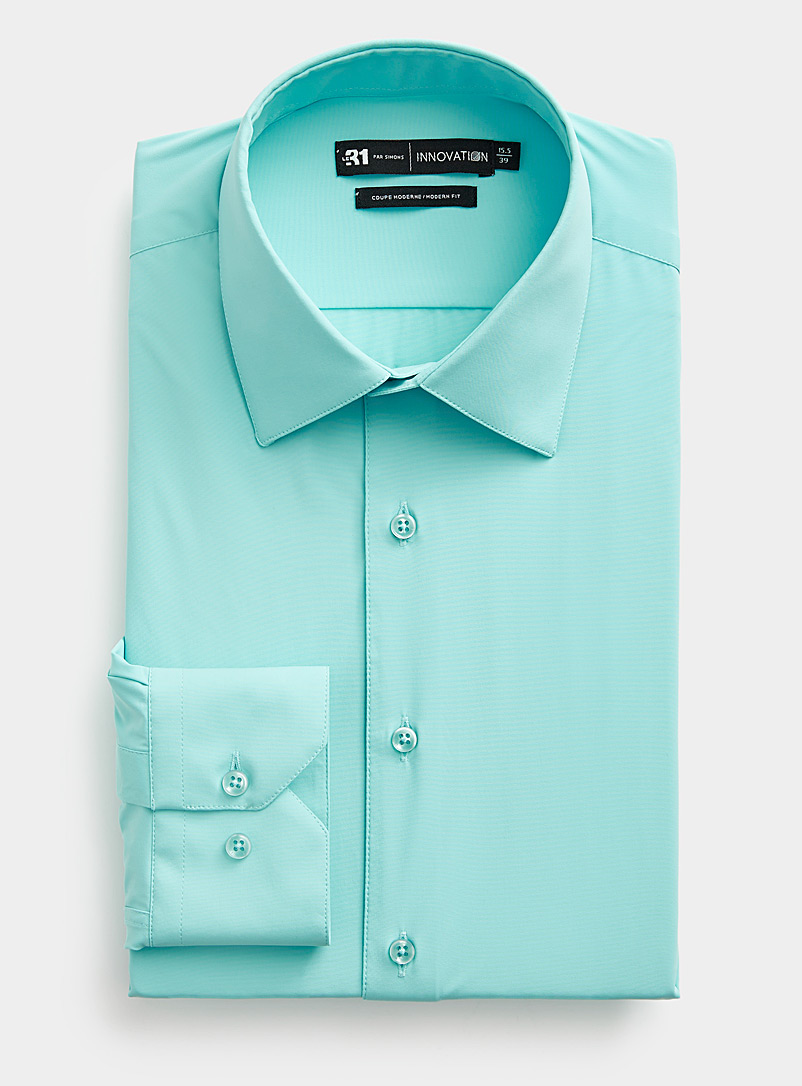 Le 31 Sapphire Blue Fluid pastel shirt Modern fit <b>Innovation collection</b> for men