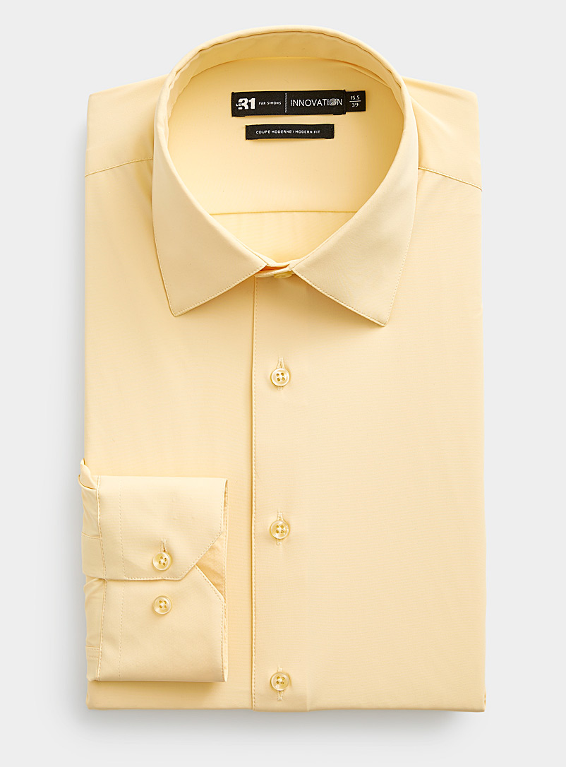 Le 31: La chemise fluide couleur pastel Coupe moderne <b>Collection Innovation</b> Jaune doré pour homme