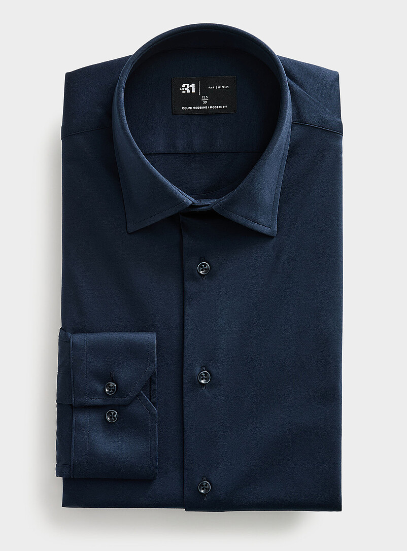 Le 31: La chemise extensible pur coton <b>Coupe moderne</b> Bleu p&acirc;le - Bleu ciel pour homme