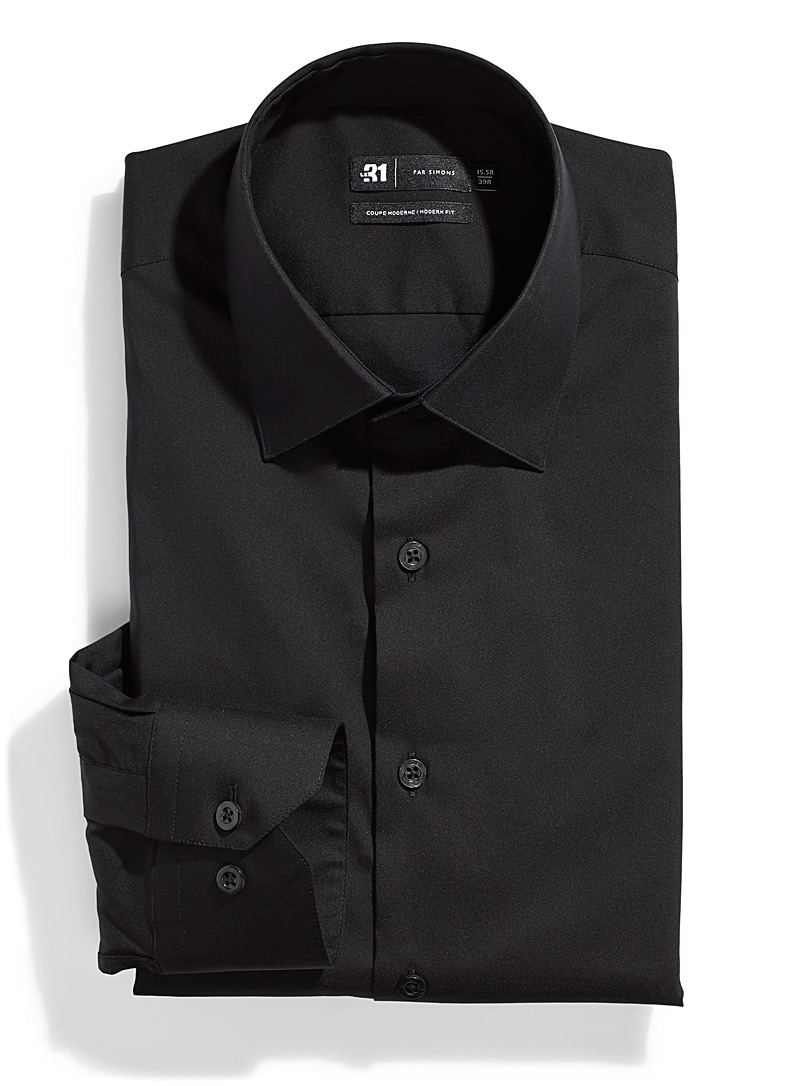 Le 31 Black Stretch shirt Modern fit for men
