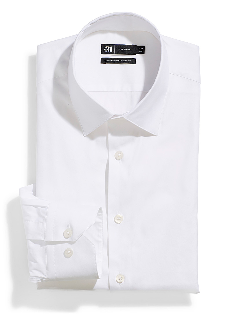 Le 31 White Stretch shirt Modern fit for men