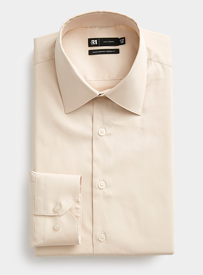 Le 31: La chemise extensible Coupe moderne Beige crème pour homme