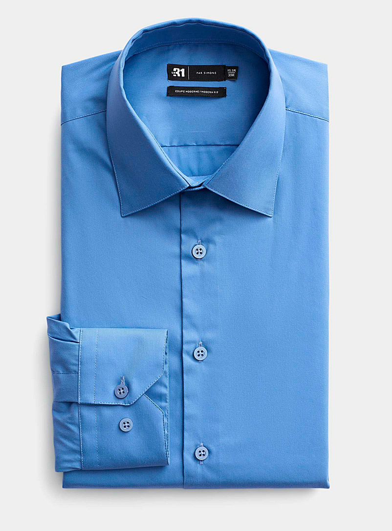 Le 31 Dark Blue Stretch shirt Modern fit for men