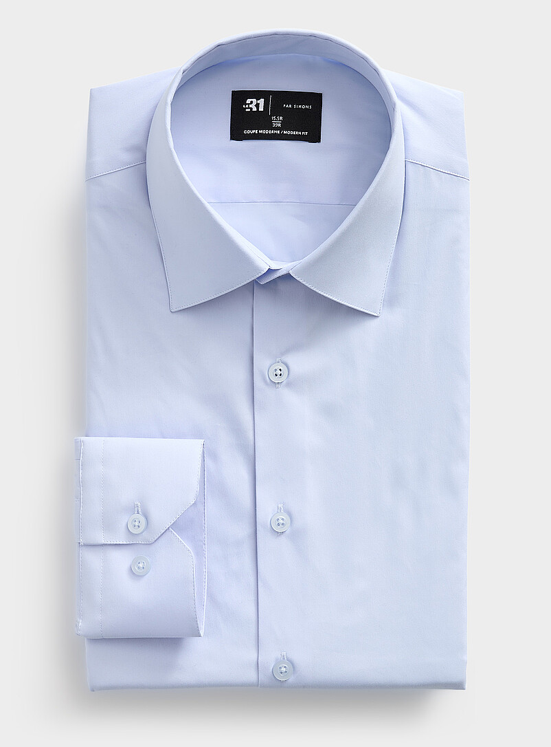 Le 31 Patterned Ecru Stretch shirt <b>Modern fit</b> for men