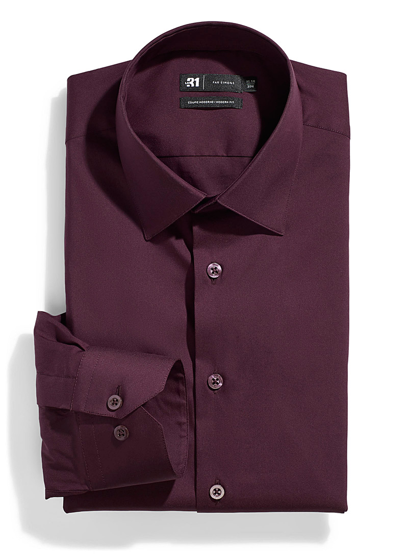 Le 31 Medium Brown Stretch shirt Modern fit for men