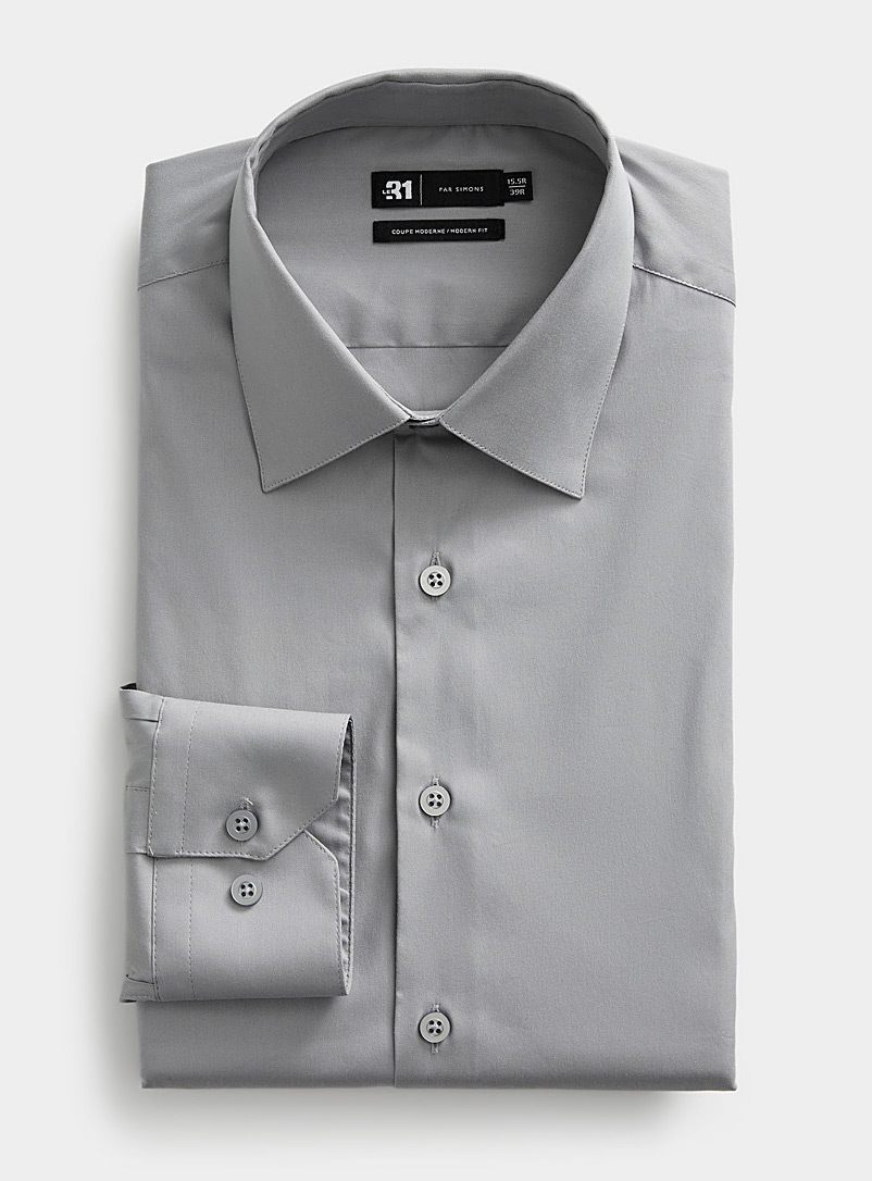 Le 31 Silver Stretch shirt Modern fit for men