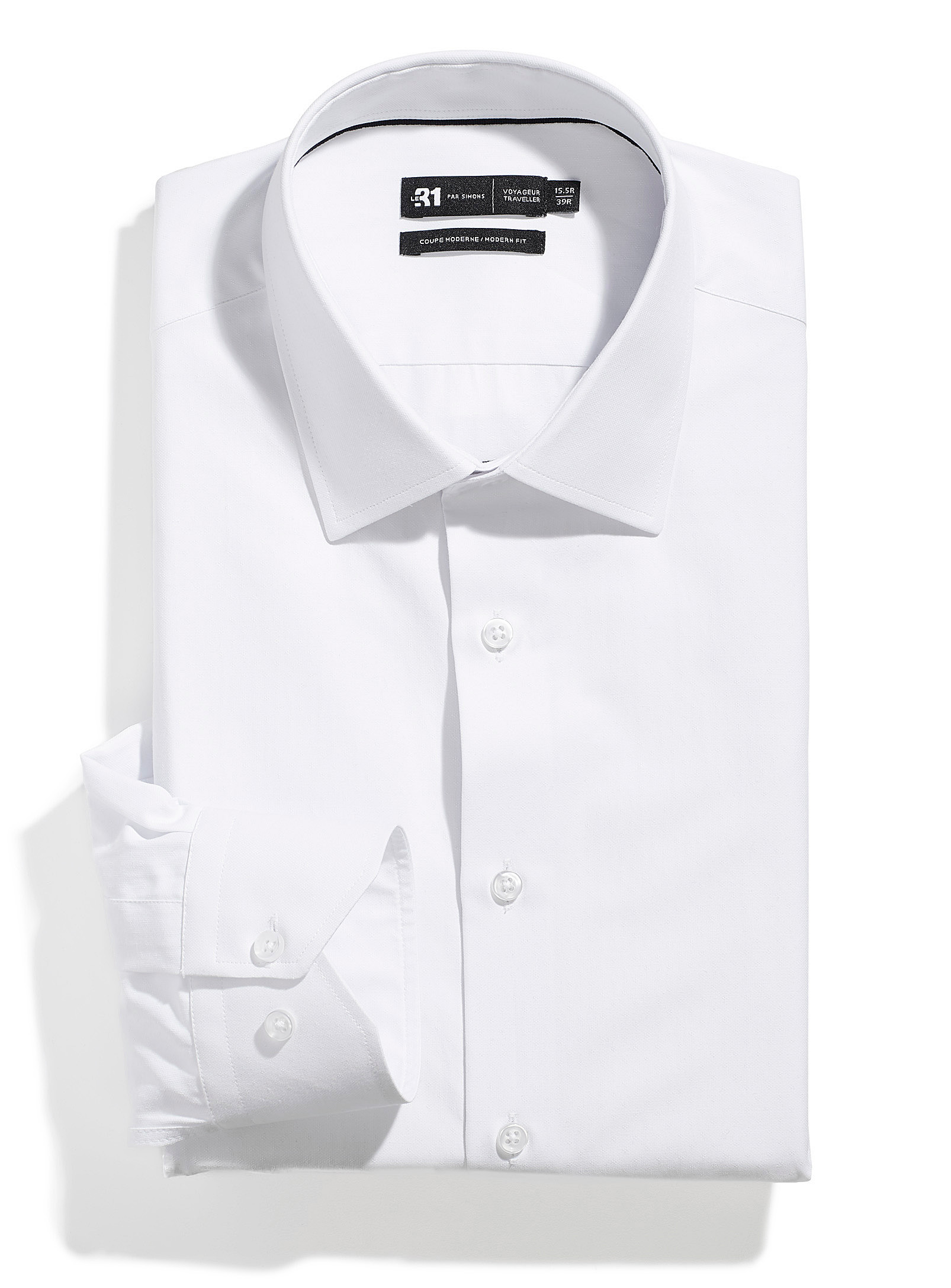 Le 31 Geometric Jacquard Shirt Modern Fit Innovation Collection In White