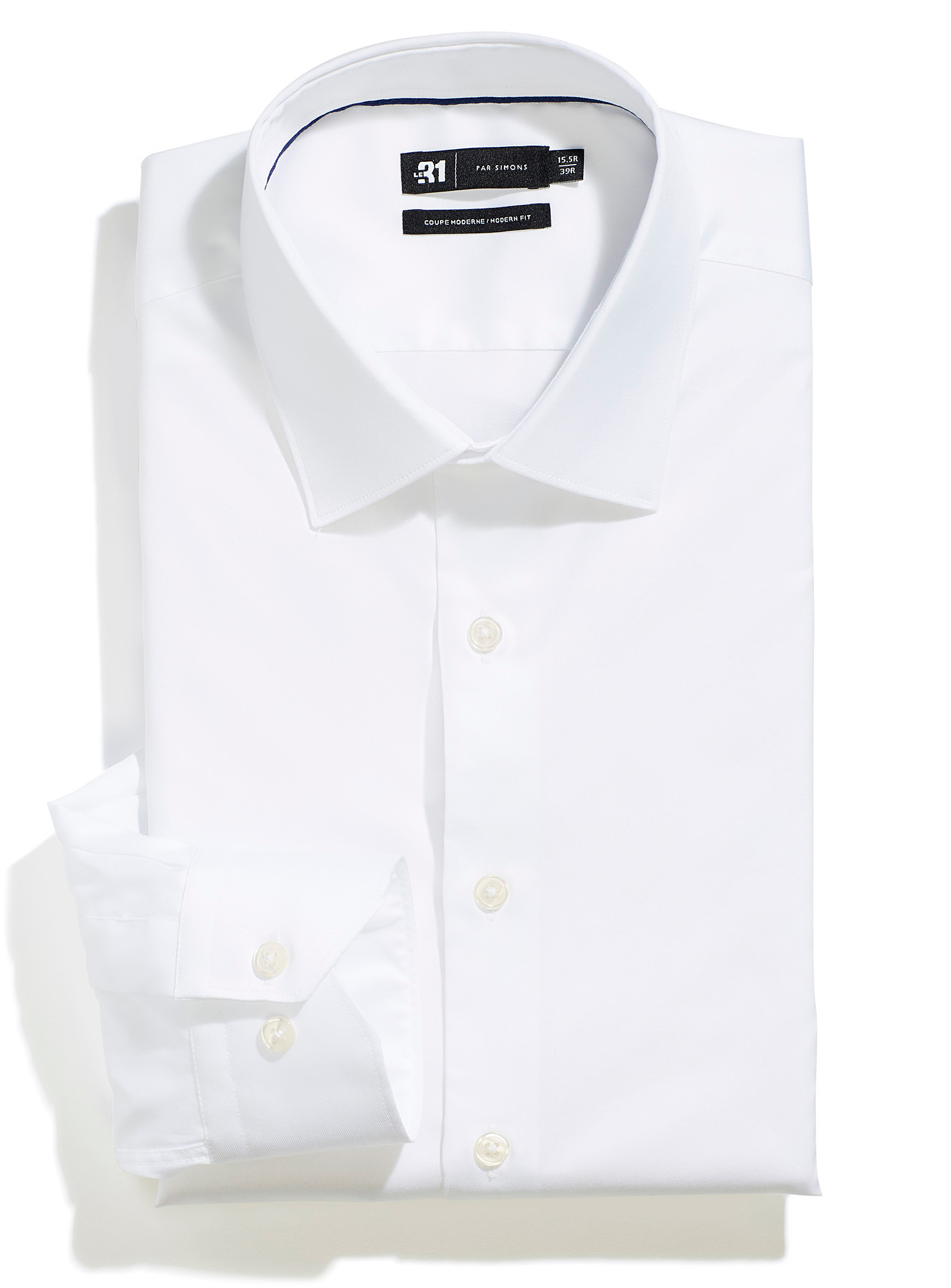 Le 31 Easy-care Satiny Cotton Shirt Modern Fit In White