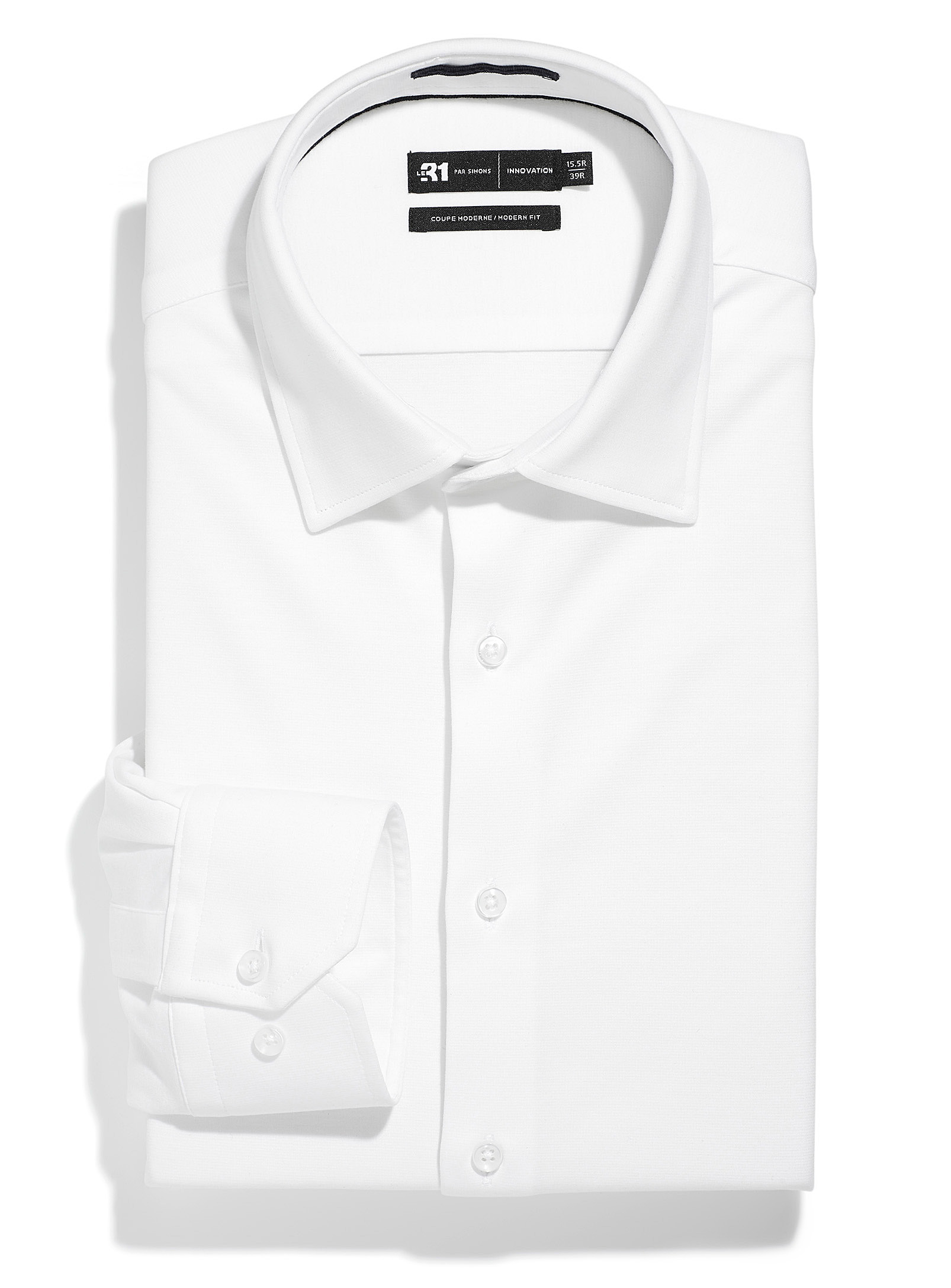 Le 31 White Knit Shirt Modern Fit Innovation Collection