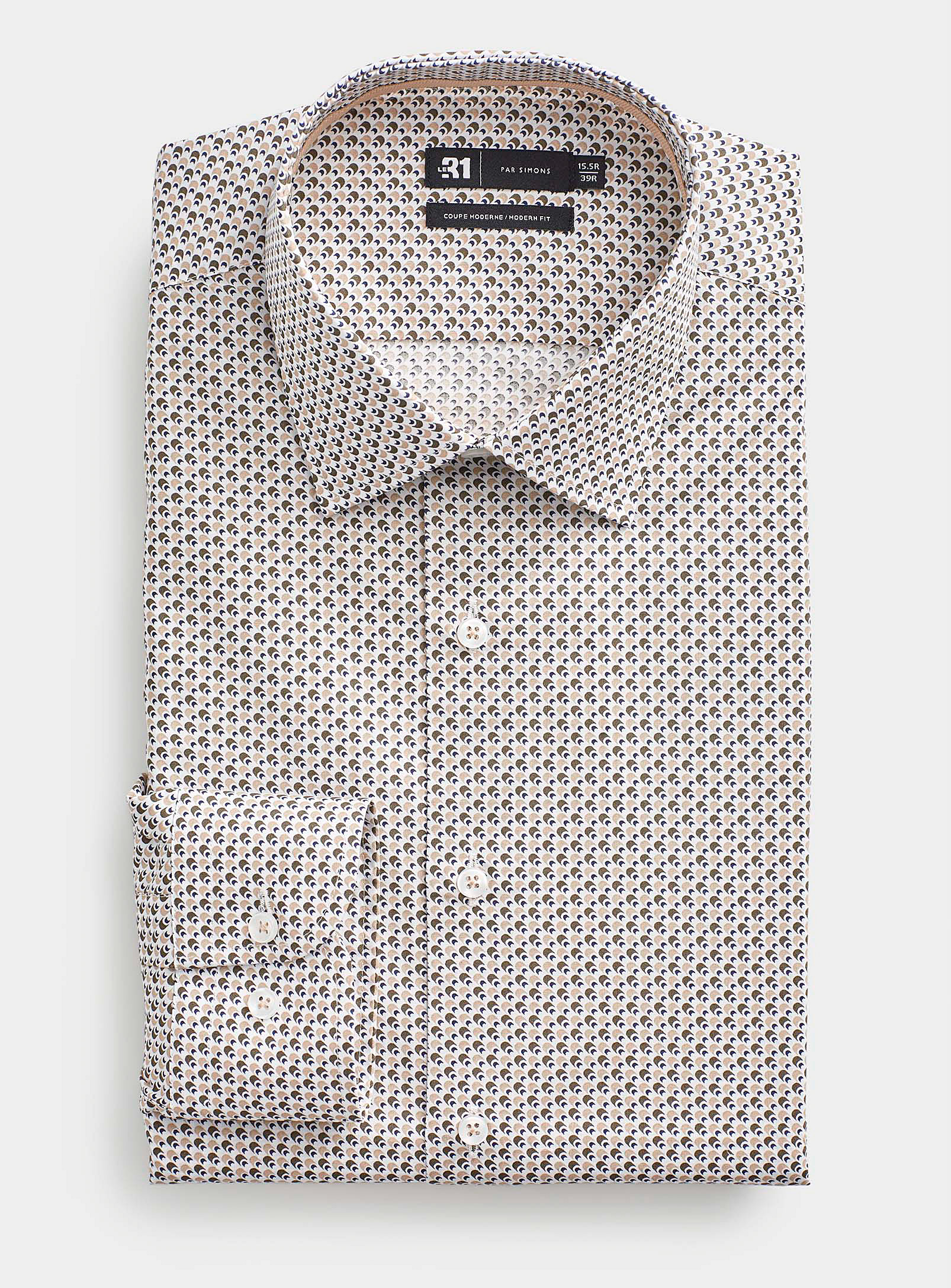 Le 31 Geo Scale Shirt Modern Fit In Patterned Black