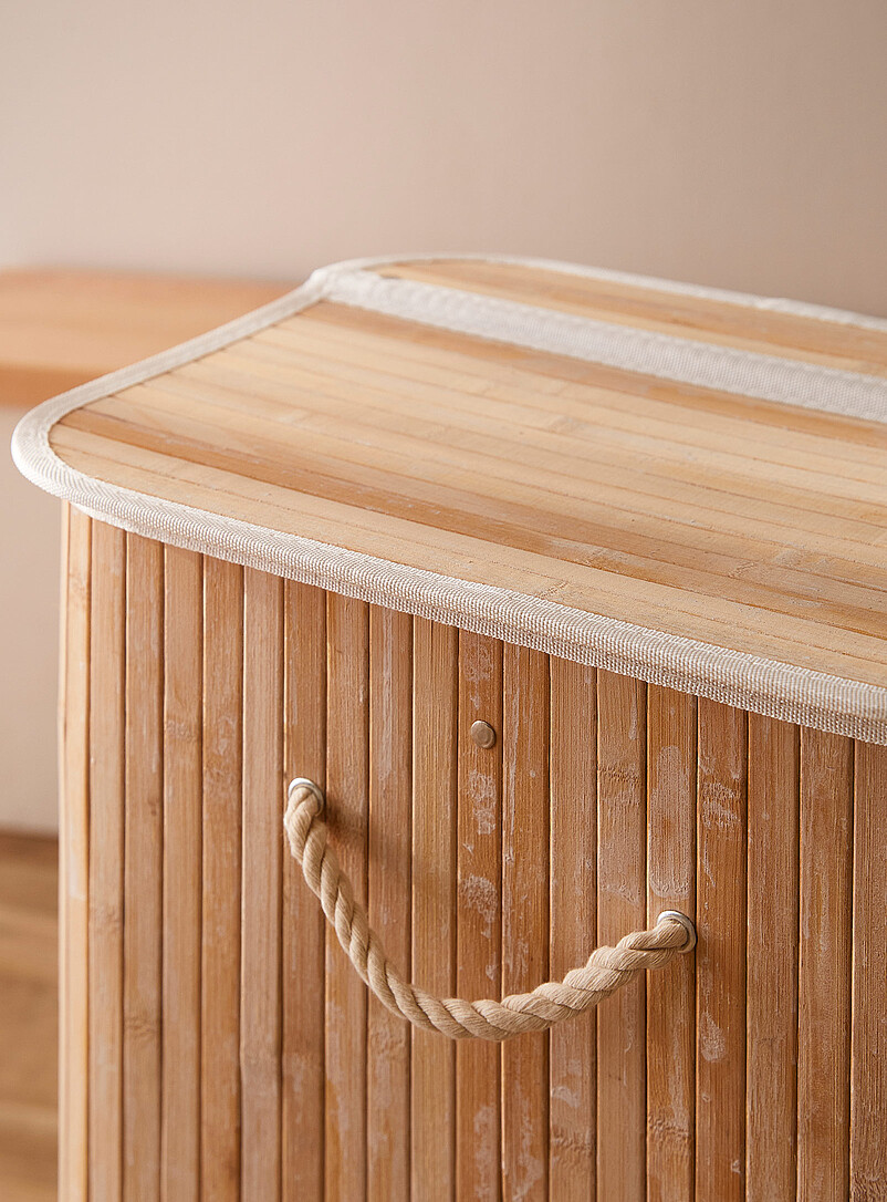 Rectangular bamboo laundry basket product image 2