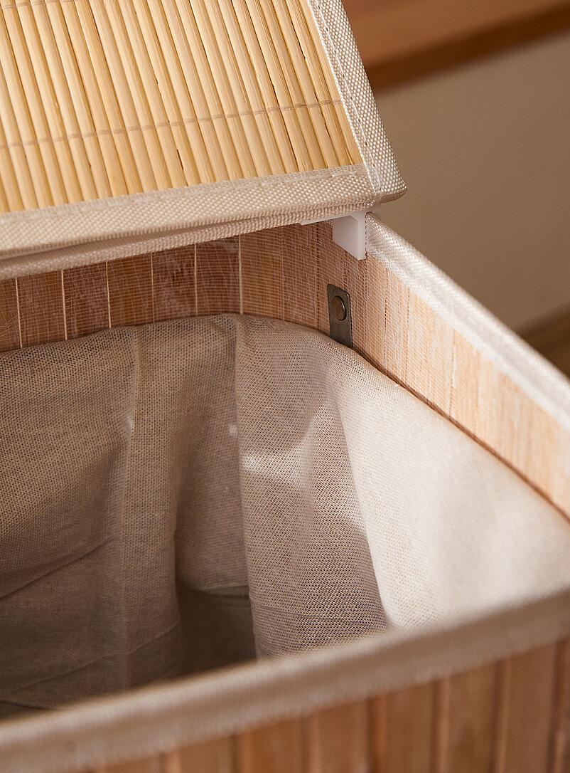 Rectangular bamboo laundry basket product image 3