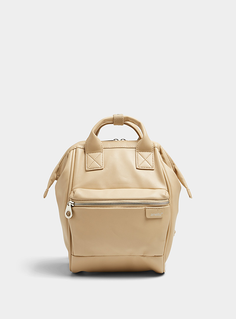 Anello Cream Beige Small recycled backpack for women