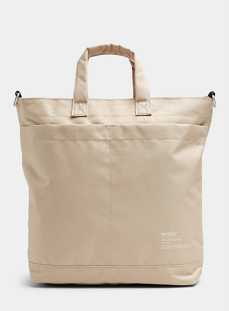 Anello Cream Beige Recycled tote with pockets for women