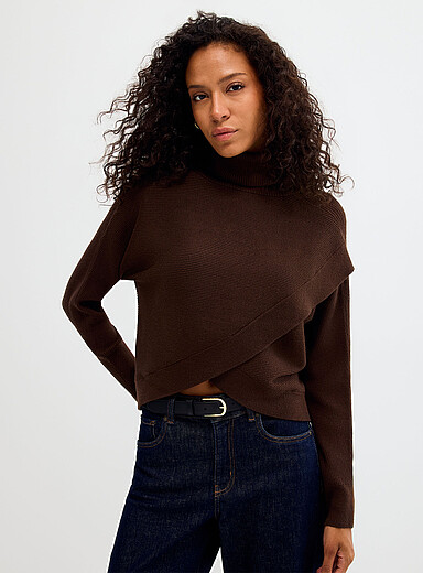 Turtleneck crossover sweater