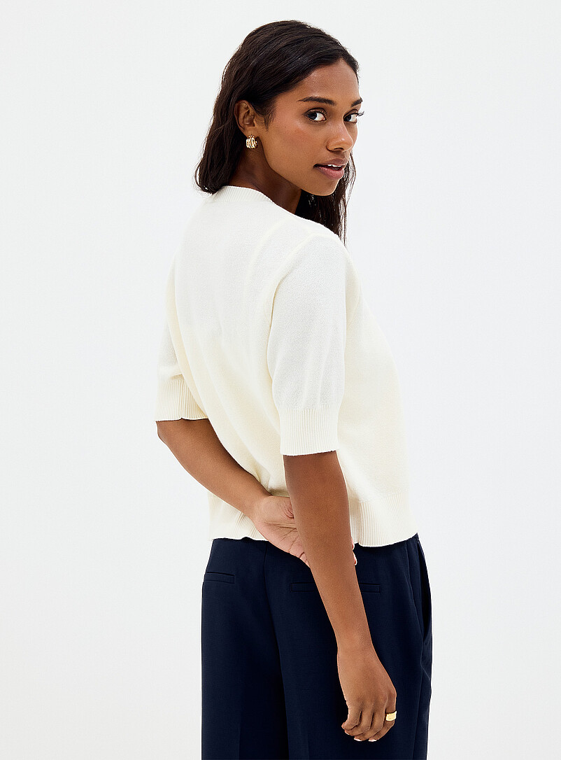 Contemporaine: Le cardigan ouvert broderie ton sur ton Vieux rose pour femme
