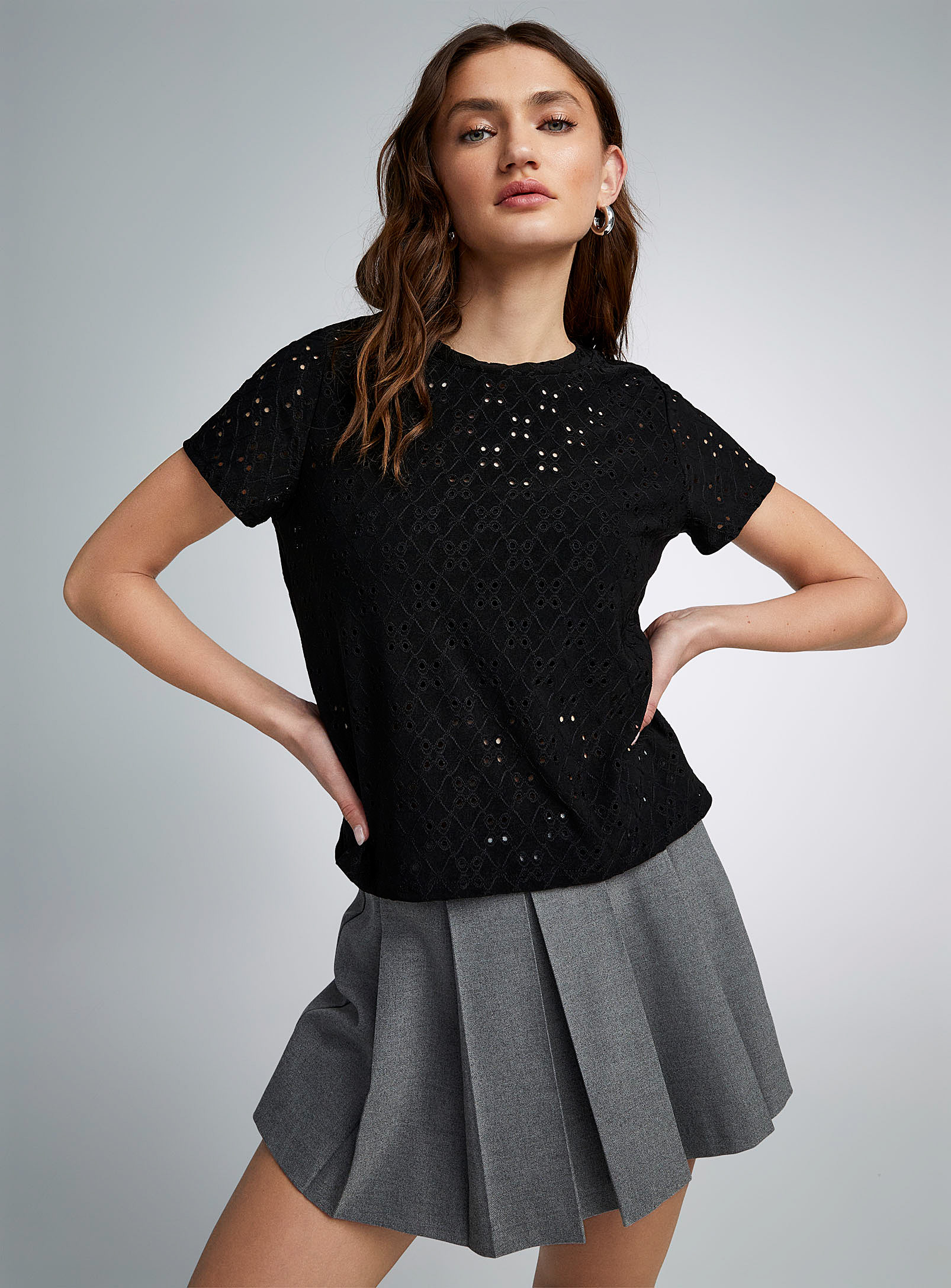 Twik Broderie Anglaise Boxy-fit T-shirt In Black