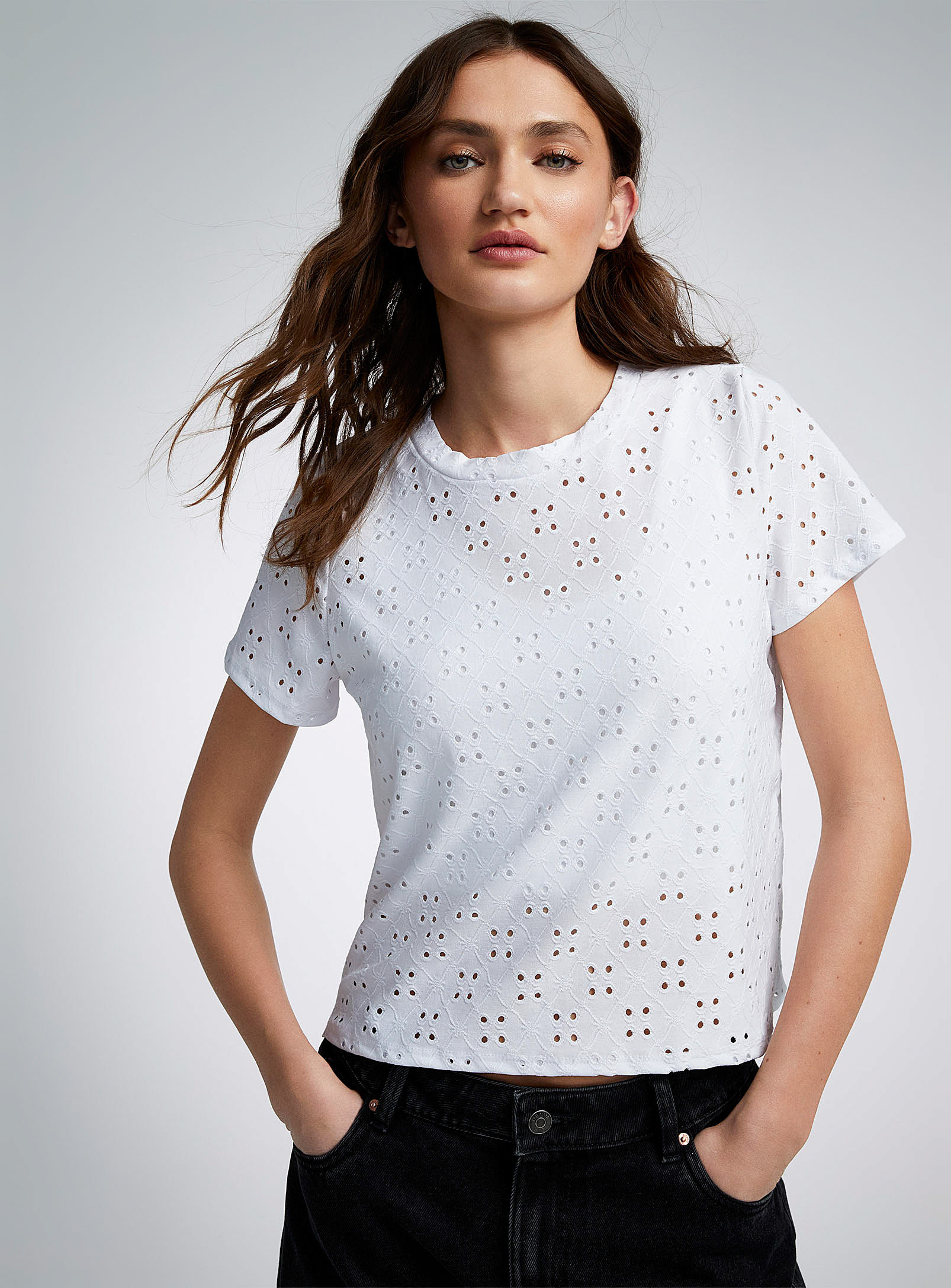 Twik Broderie Anglaise Boxy-fit T-shirt In White