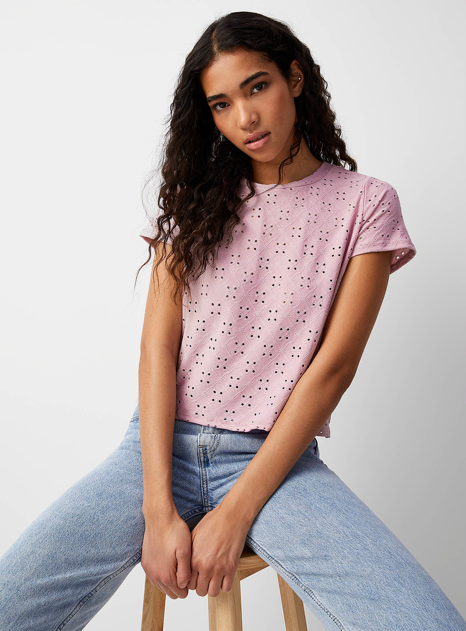 Twik Broderie Anglaise Boxy-fit T-shirt In Lilacs