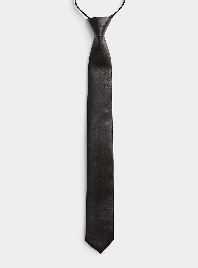 Simons Black Pre-tied faux-leather tie for women